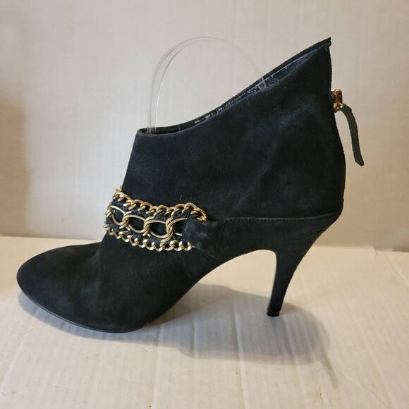 B Makowsky Black Suede Pull on Heeled Ankle Boots Size 9M - Picture 6 of 13